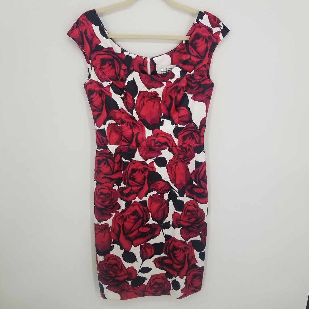 Joseph Ribkoff Rose Floral Satin Sheath Dress